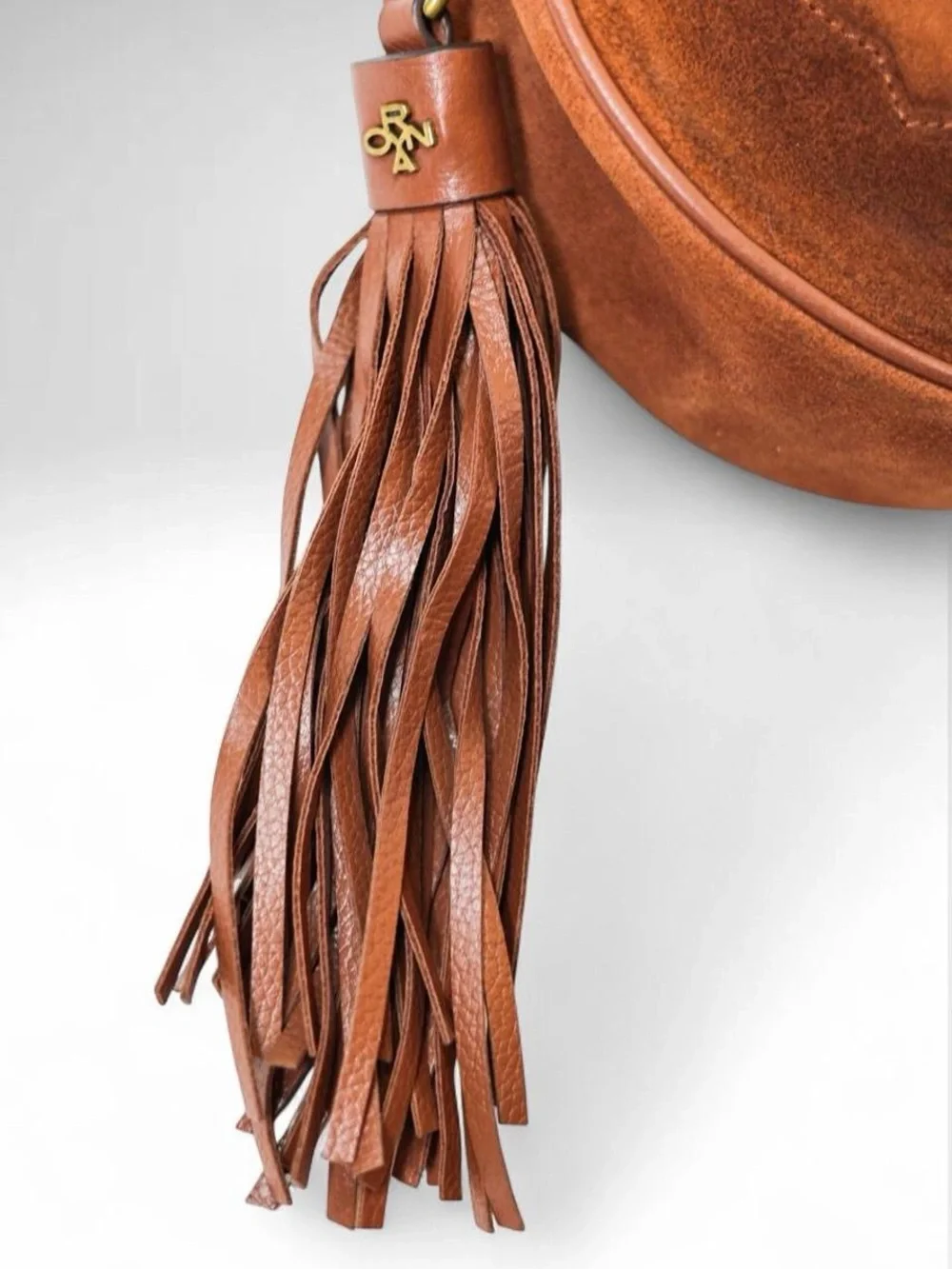 Oryany Kailee Suede Leather Canteen Crossbody Bag Brown Tassel Boho